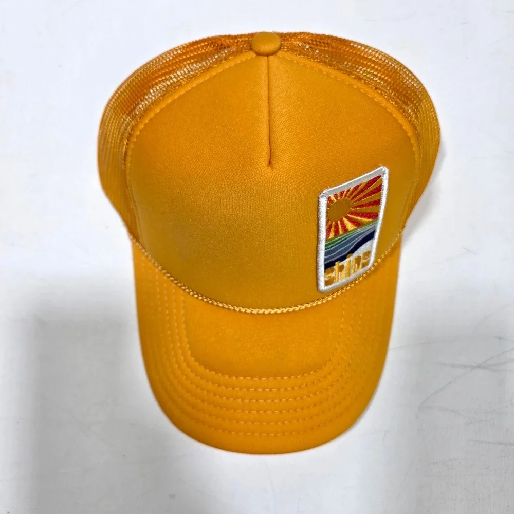 Port Sandz Trucker Hat Surfer Mustard Yellow Shine Sun Patch Mesh Snapback Beach
